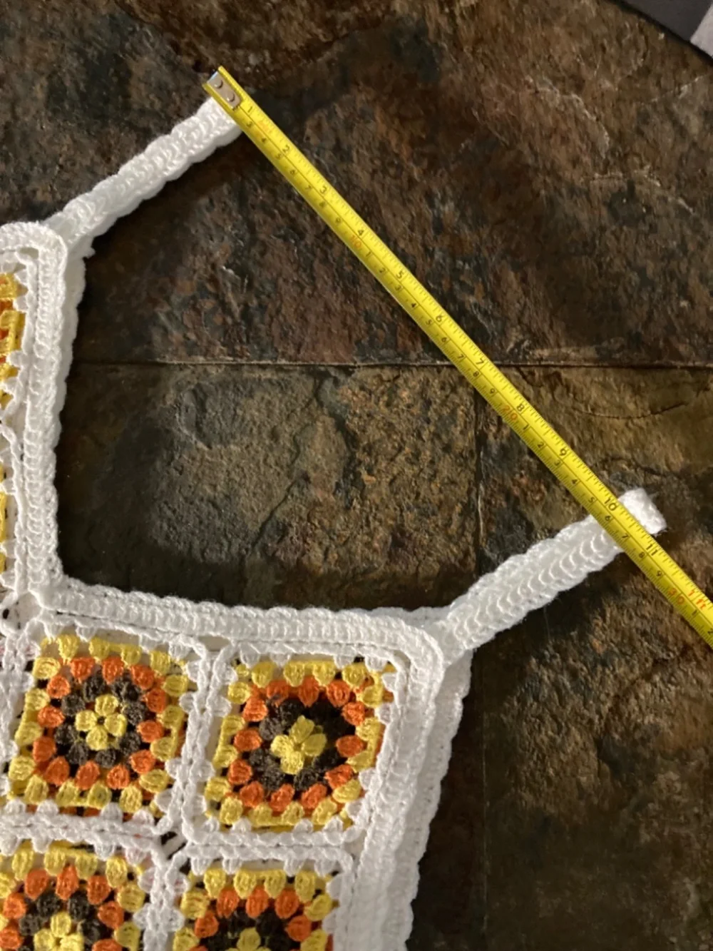 Crocheted Top Vintage Inspired Afghan Knit Grandma Boho Summer Festival Sz M